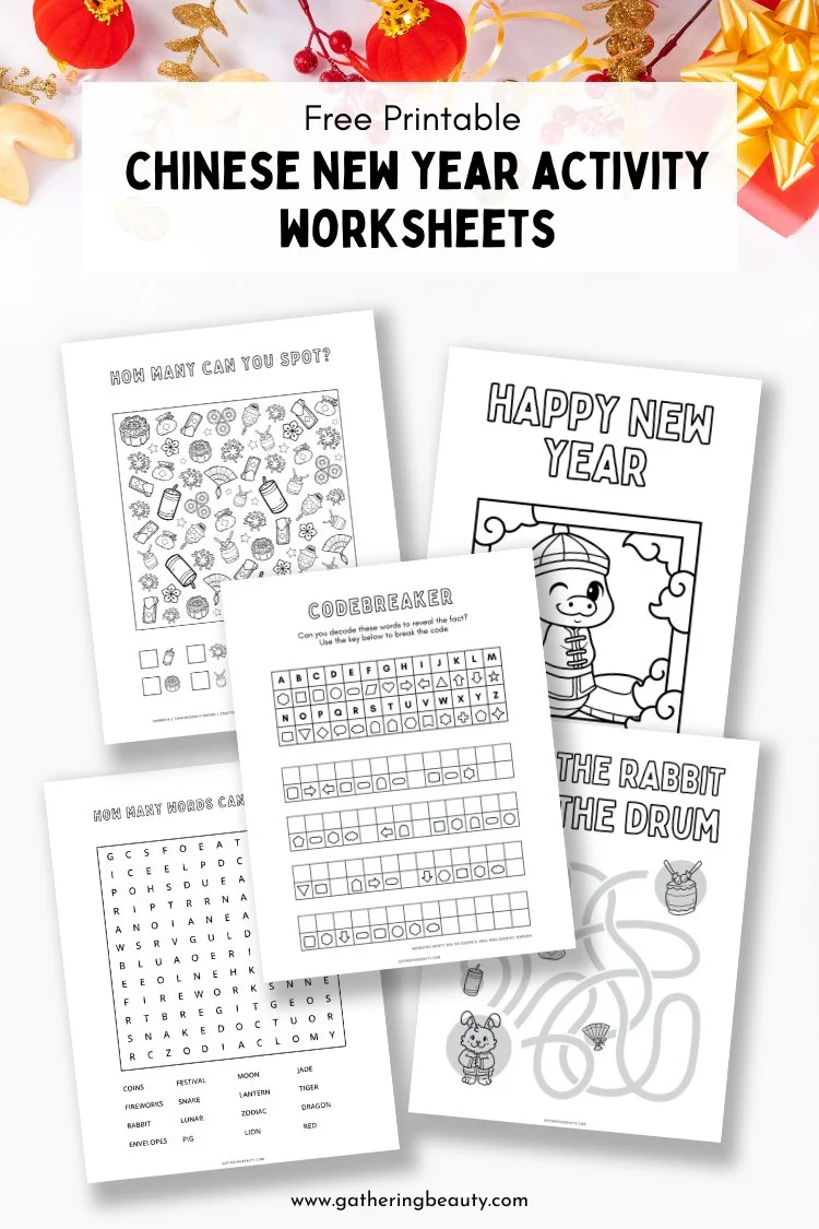 printable chinese new year activity worksheets — gathering beauty